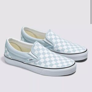 Vans Classic Slip On checkerboard sneakers in baby blue